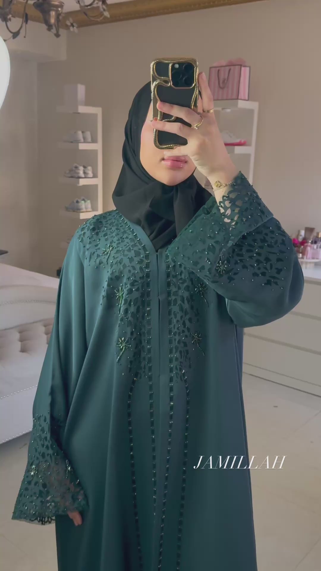 Hand beaded UAE abaya