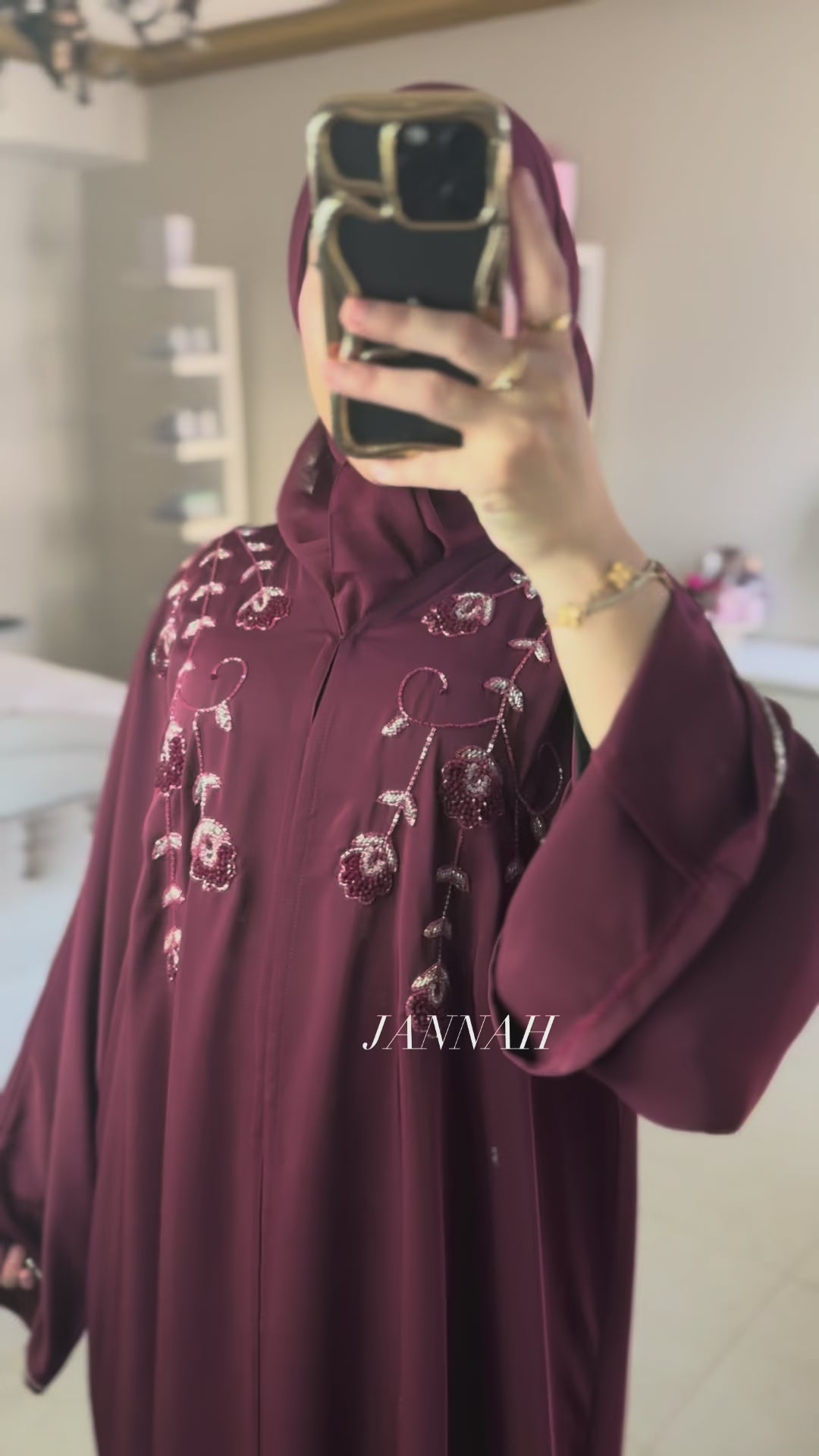 Hand beaded UAE abaya