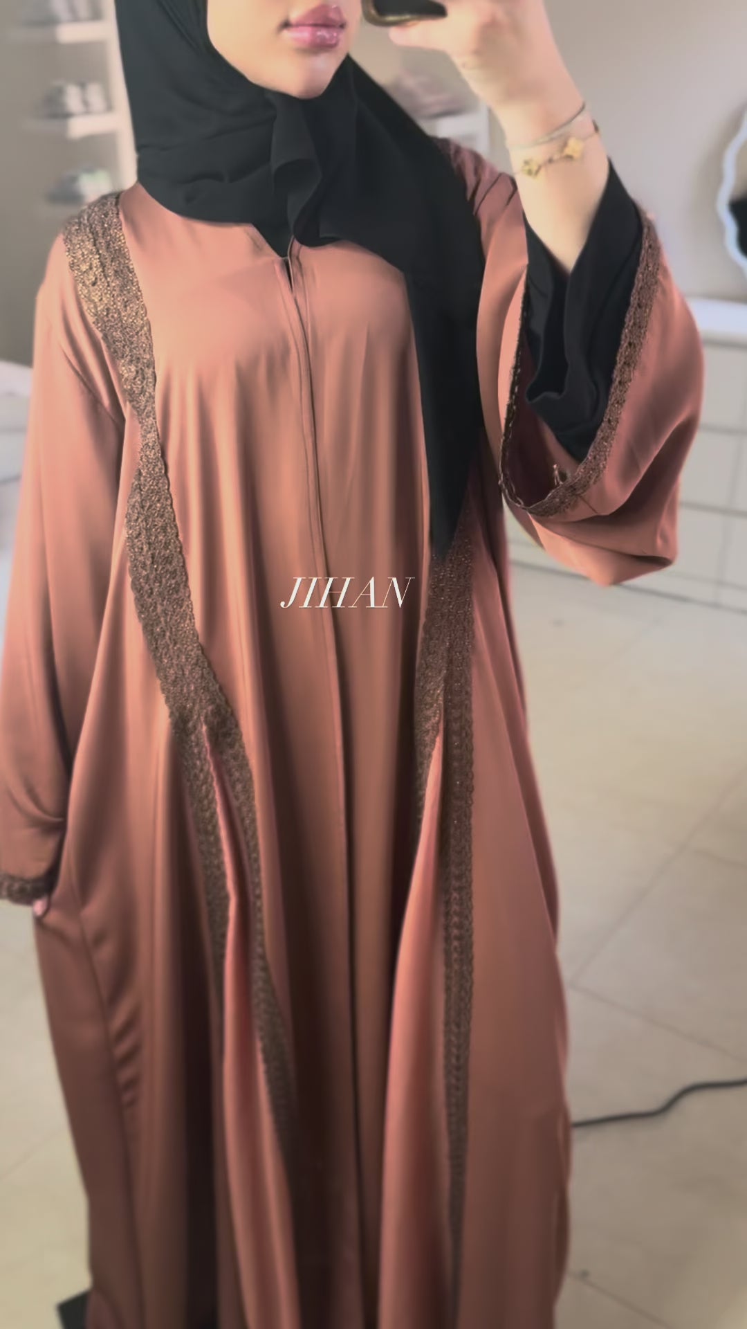 Hand beaded UAE abaya